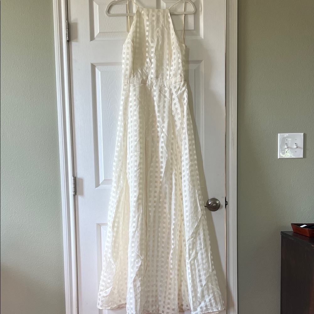 Elegant White NBD Halter Maxi Dress